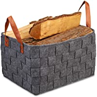 Relaxdays Cesta de Almacenamiento de Fieltro- Plegable- con Asas- 26 x 40 x 30 cm- Color Gris Oscuro